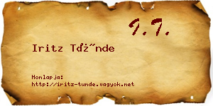 Iritz Tünde névjegykártya